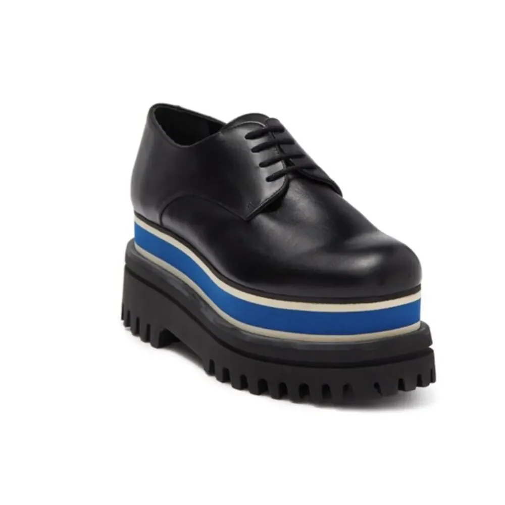 Paloma Barcelo Womens US 9 EU 40 Leather Lug-Sole Platform Oxford Black Shoe